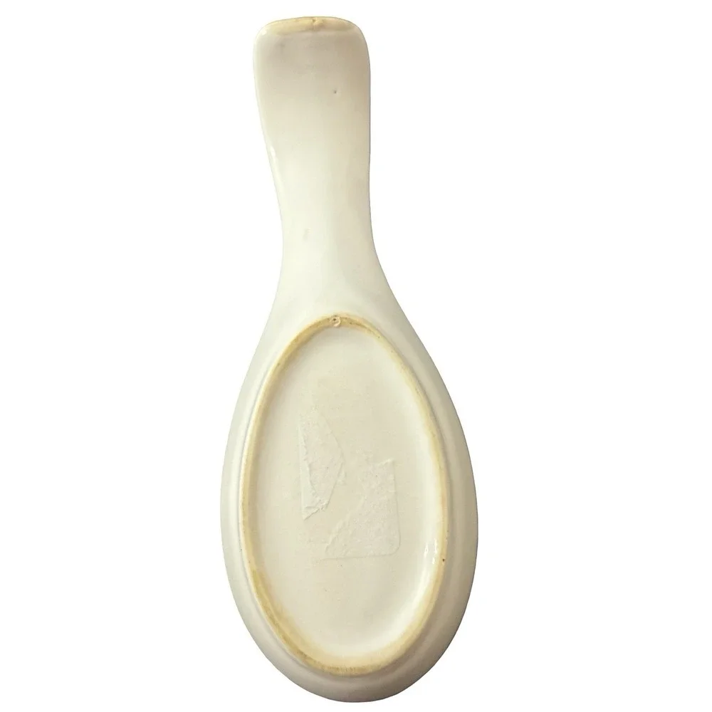 Vintage Ceramic Spoon Rest With blue bow flowers Patterned Duck Motif